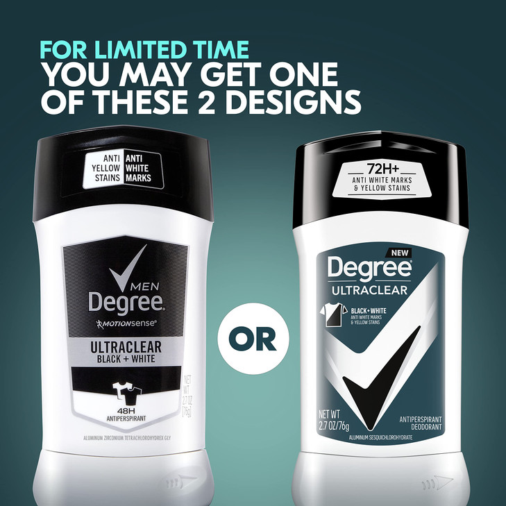 Degree Men UltraClear Antiperspirant Black + White Sweat & 4 Count 2.7 oz