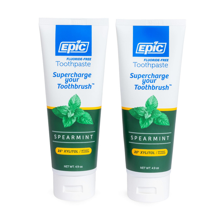 Epic Xylitol Fluoride-Free Toothpaste - SLS-Free Spearmint, 4.9oz (2-Pack)