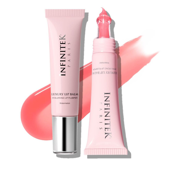 Infinitek Paris Luxury Lip Balm with Hyaluronic Acid - Hydrating Lip Gloss Plumper, Volumizing Tinted Lip Balm Makeup, Plumping Lip Gloss to Nourish