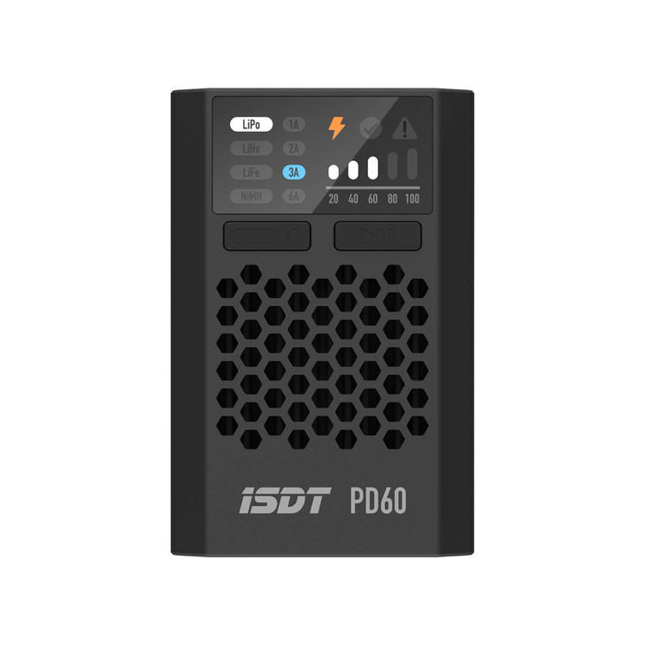 ISDT PD60S XT60 Connector 60W 6A Battery Balance Charger Type-C Input for 1-4S Lipo BatteryLife, Lilon, LiHv/Pb/NiMH