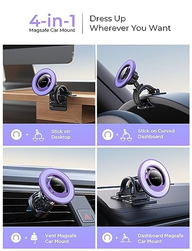 LISEN Fits MagSafe Car Mount Car Phone Holder,Strong Magnetic Phone Holder for Car Magsafe, Dashboard Vent iPhone 16