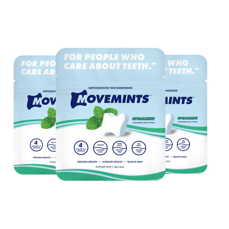 Movemints Clear Aligner Mints - Patented Aligner Seating Mints - Edible Alternative to Aligner Chewies - Xylitol Mints