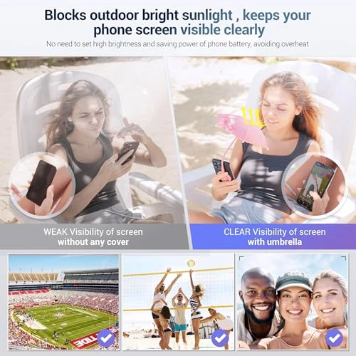 Phone Umbrella for Sun,Magnetic Cellphone SunShade Shield Umbrella,Universal Phone Sun Blocker Cover Visor for Beach