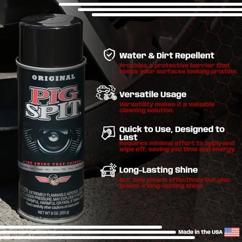 Pig Spit PSO Spit Original for Use on Motors, Transmissions, Vinyl and Black Plastic Trim Components and Tires, 9 oz,