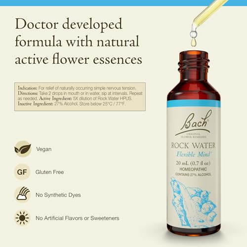 Bach Original Flower Remedies, Rock Water - Flexible Mind - Natural Homeopathic Flower Essence for Emotional Balance -