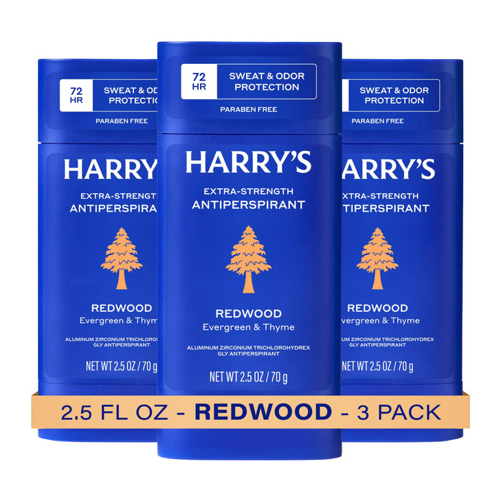 Harry's Extra-Strength Antiperspirant Deodorant - Redwood - 2.5 oz (3 Pack)