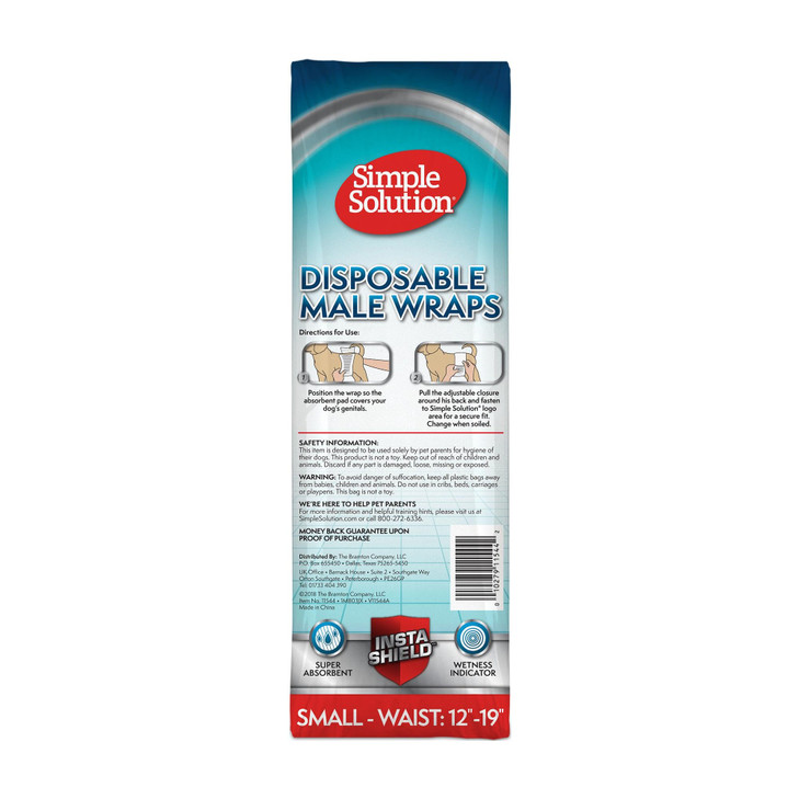 Simple Solution Male Dog Diapers, Disposable Belly Bands, S, 30 Count