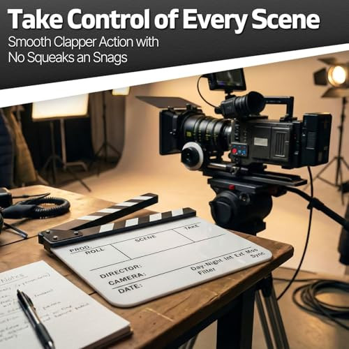 Flexzion Directors Film Clapper Board Film Slate, Acrylic Plastic Dry Erase Movie Clapboard for Studio Camera Theater