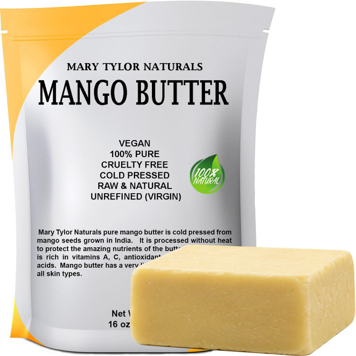 Mary Tylor Naturals Mango Butter 1 lb, Cold Pressed, Unrefined, Raw Pure Mango Butter