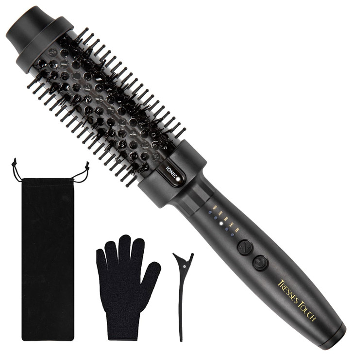 Thermal Brush 1.5 Inch, Heated Round Brush for Blowout Look, Negative Ion, 5 Temp Settings, Tourmaline Ceramic, Dual