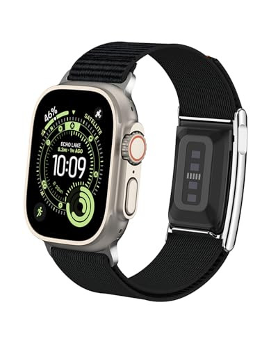Nylon Sport Band Compatible with Whoop 5.0& Apple Watch Combo Band, Adjustable Fitness Wristband with Metal Bumper