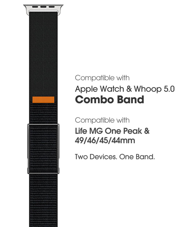 Nylon Sport Band Compatible with Whoop 5.0& Apple Watch Combo Band, Adjustable Fitness Wristband with Metal Bumper