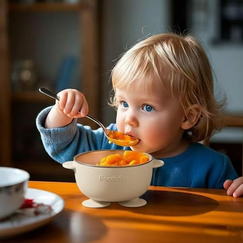 PandaEar 3 Pack Stainless Steel Baby Suction Bowls, Non-Slip Child Food Bowl with Silicone Sleeve for Kids Toddlers