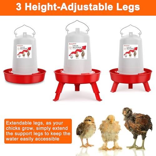 2-in-1 Chick Starter Set: 0.3 Gal Feeder & 0.4 Gal Waterer Red
