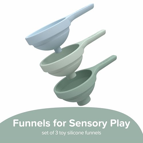 3 x Green Silicone Funnels for Kids | Kids Funnels for Water and Sand