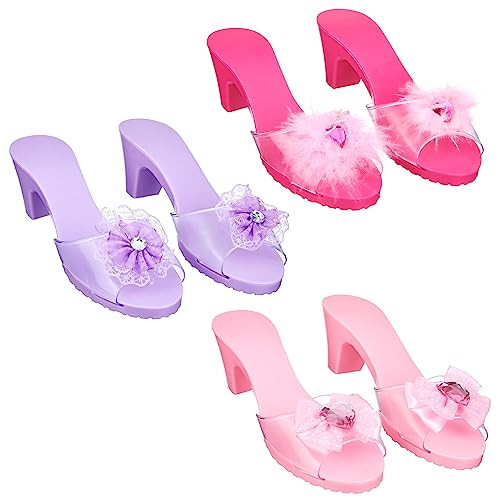 3pc Pastel Princess Dress Up Shoe Set - Royalty Kids High Heel Slip-On
