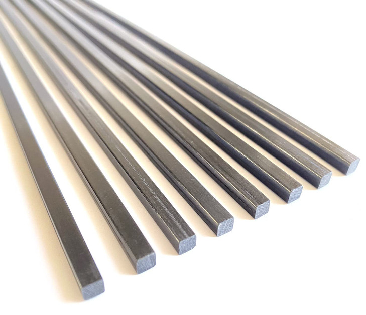8pcs 4.0mm Square Carbon Fiber Solid Rods 4.0x4.0x420mm,1.4/2/3/4/6mm Available