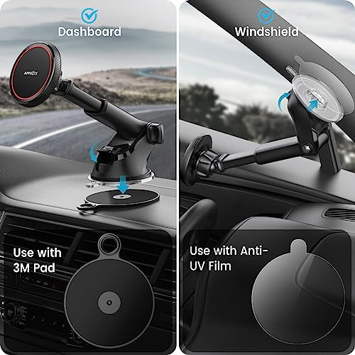 APPS2Car Magnetic Car Mount for MagSafe, Dashboard and Windshield Holder