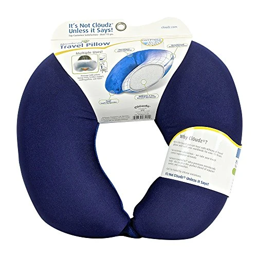 Cloudz Dual Comfort Microbead Airplane Travel Neck Pillow. Super Soft Cozy Plush Fabric on One Side, Cool Relaxing