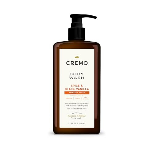 Cremo Rich-Lathering Spice & Black Vanilla Body Wash for Men, 32 Fl Oz