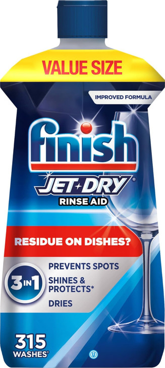 Finish Jet-Dry Dishwasher Rinse Aid, Compatible with Dishwasher Detergent, Prevents Spots & Residues, Dries, Shine &