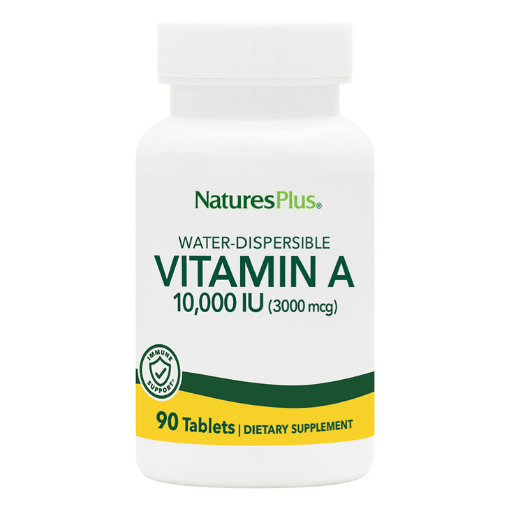 NaturesPlus Vitamin A 10,000 IU - 90 Water-Dispersible Tablets - Vision, Skin & Immune Health Support - 90 Servings
