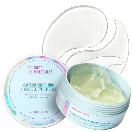Good Molecules Caffeine Energizing Hydrogel Eye Patches - Eye Mask with Hyaluronic Acid Hydrate and Reduce Puffiness -