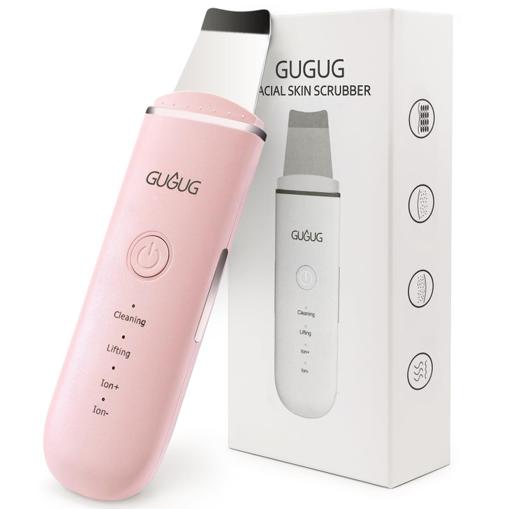 GUGUG Skin Scrubber Face Spatula Blackhead Remover Tools,4 Modes,Pink