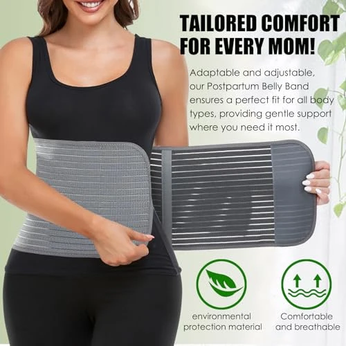 MAMODY Postpartum Belly Wrap Belly Band Abdominal Binder Post Surgery 9.5"