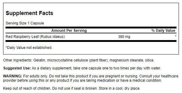 Swanson Red Raspberry Leaves 380 Milligrams 100 Capsules