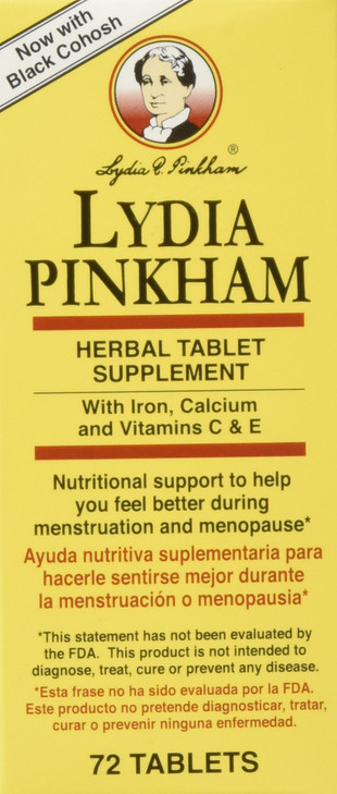 Lydia Pinkham Herbal Supplement Tablets for Menstruation and Menopause Support, 72 Count