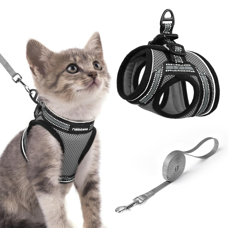 rabbitgoo Cat Harness and Leash Set, Step-in Soft Vest, Grey
