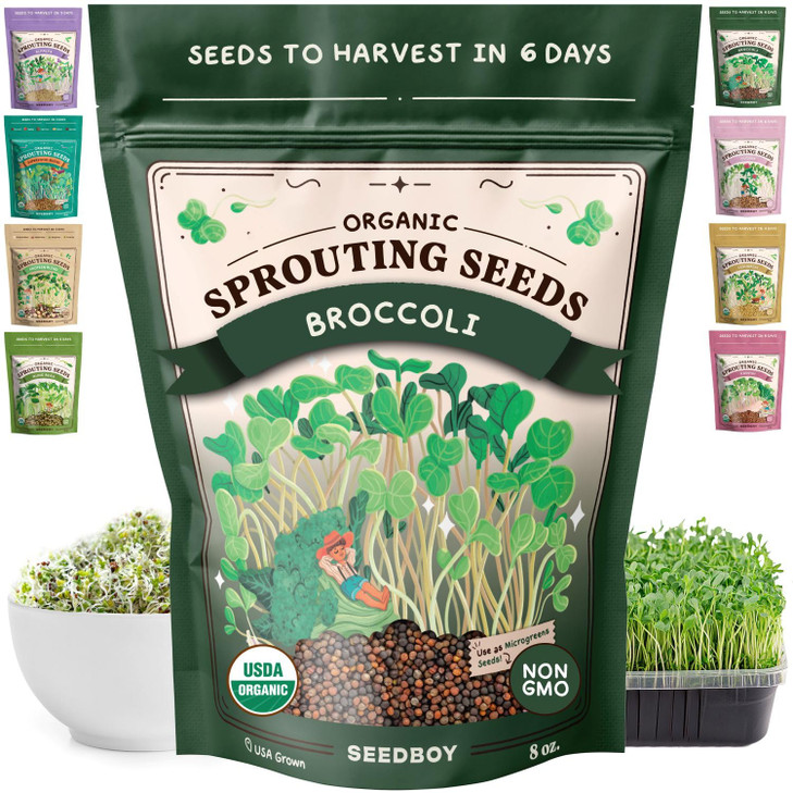 Seedboy Organic Non-GMO Microgreens and Sprouting Seeds (Broccoli)