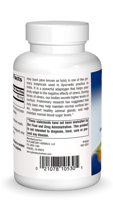 Planetary Herbals Holy Basil Capsules, 60 Count