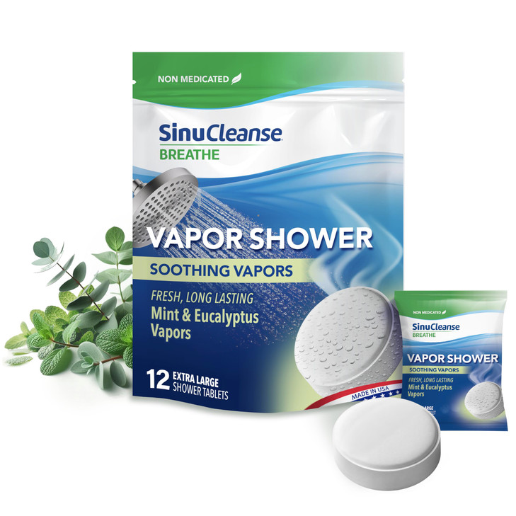 SinuCleanse Vapor Shower Steamers XL Tablets, Eucalyptus & Mint, 12 Pack