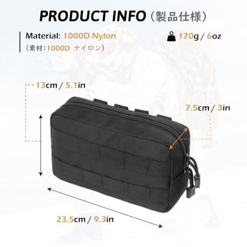 TRIWONDER 2 Pack Molle Pouches Tactical Multi-Purpose Compact Waist Bags Utility Pouch (Black)