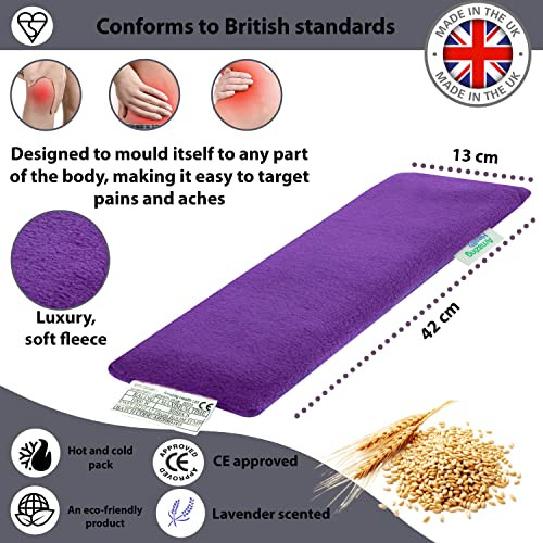 Microwavable Heating Pad for Neck, Back & Shoulders - Heating Bean Bag Microwavable Pillow - Cleaned Wheat & Lavender