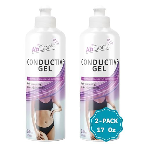 Absonic Conductive Gel for Ultrasound, Cavitation, Microcurrent, RF, TENS & EMS Devices A 2-Pack (17 oz Total) A