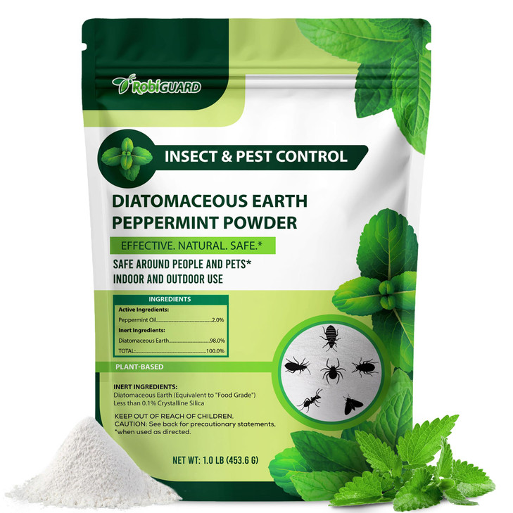 Diatomaceous Earth Food Grade & Peppermint Powder for Crawling Insect and Pest Control  1 lb