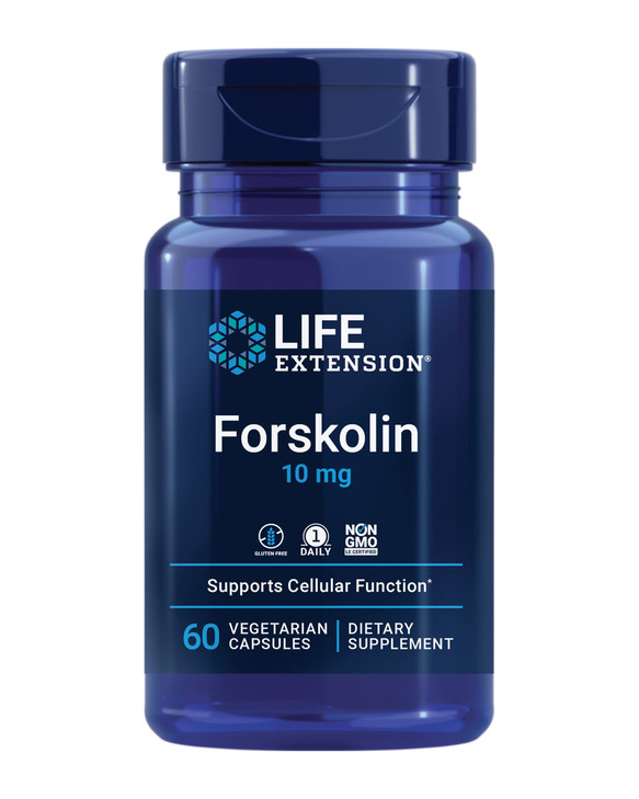 Life Extension Forskolin, Coleus forskohlii, Cellular Energy Health Support Supplement, 10 mg, standardized Extract, Non-GMO, Gluten-Free, Vegetarian