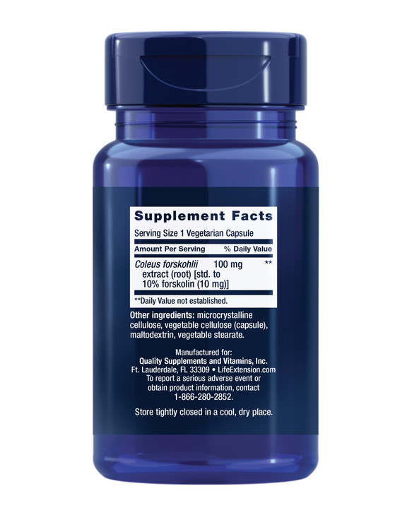 Life Extension Forskolin, Coleus forskohlii, Cellular Energy Health Support Supplement, 10 mg, standardized Extract, Non-GMO, Gluten-Free, Vegetarian