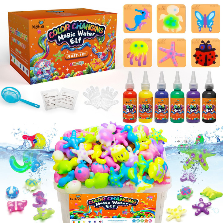 Kiditos Color-Changing Magic Water Elf Kit for Kids, DIY Craft Kit