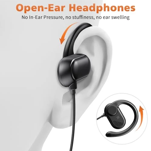 ACANDYA USB C Earbuds Wired Over Ear Headphone Open Ear Sport Headset Black