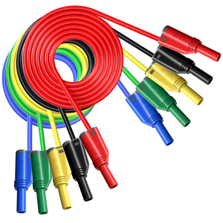 Goupchn 5PCS 4mm Safety Shrouded Banana Plug Silicone Test Leads