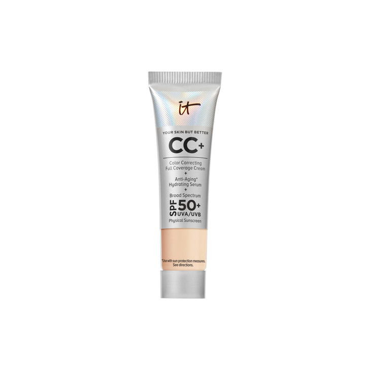 IT Cosmetics CC+ Cream Travel (Light) - Natural Full Coverage Foundation With SPF 50+, Color Corrector & Anti-Aging