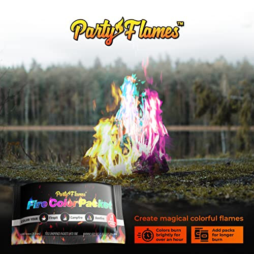 Magic Campfire Fire Color Changing Packets for Fire Pit (25 Pack) Outdoor Fireplaces & Bonfires, Rainbow Colored