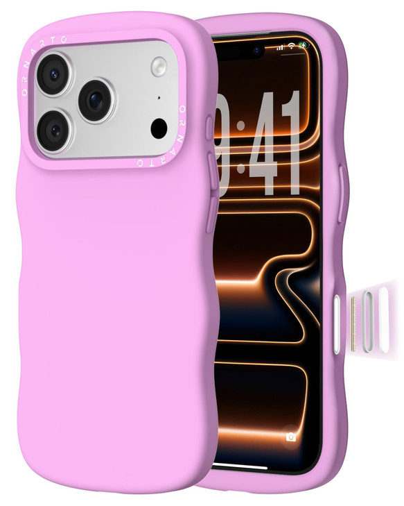 ORNARTO for iPhone 17 Pro Case, Wavy Liquid Silicone, Cherry Blossom