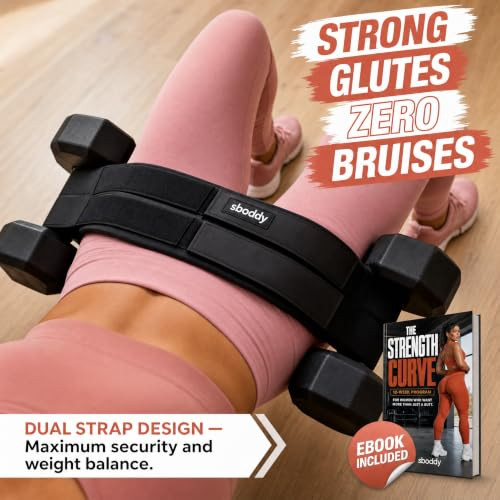 Sboddy Hip Thrust Belt with Dual-Strap Design  Booty Builder for Heavy Dumbbells, Kettlebells & Plates Up to 400 lbs