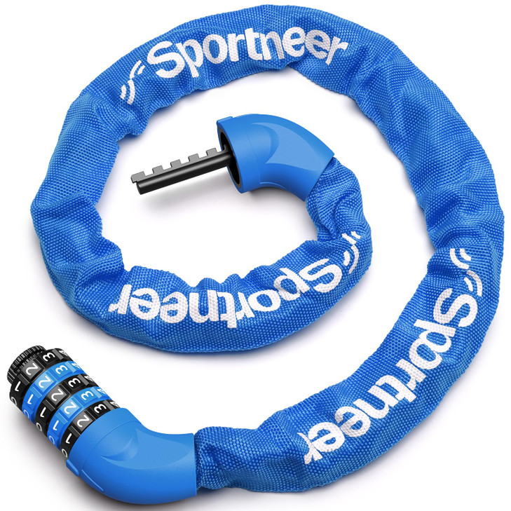 Sportneer Bike Lock: 5 Digit Combination High Security Anti Theft Bike Chain Lock - 3.2/3.6/4ft Heavy Duty Resettable