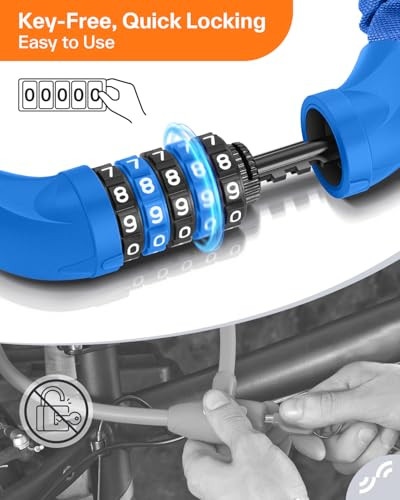 Sportneer Bike Lock: 5 Digit Combination High Security Anti Theft Bike Chain Lock - 3.2/3.6/4ft Heavy Duty Resettable